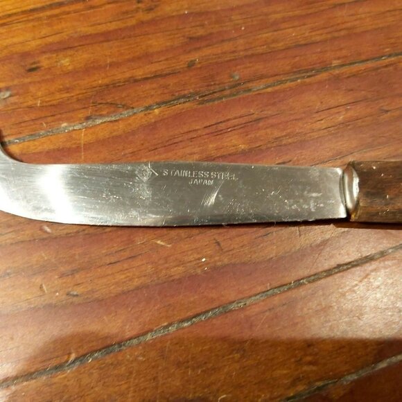 Cheese Cutting Board Hardwood Ceramic Insert  Cheese Knife Japan-Vintage - Picture 5 of 7